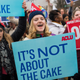 Protesters outside the Supreme Court in December 2017, when arguments were being on heard on whether a Colorado baker, who refused to make a wedding cake for the couple based on his religious beliefs, is protected by the First Amendment.